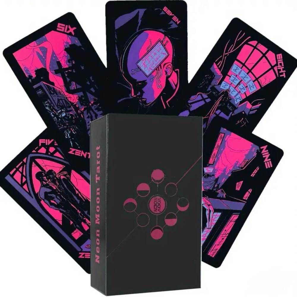 Neon Moon Tarot Deck: Dark Aesthetic & Futuristic Cyberpunk Readings